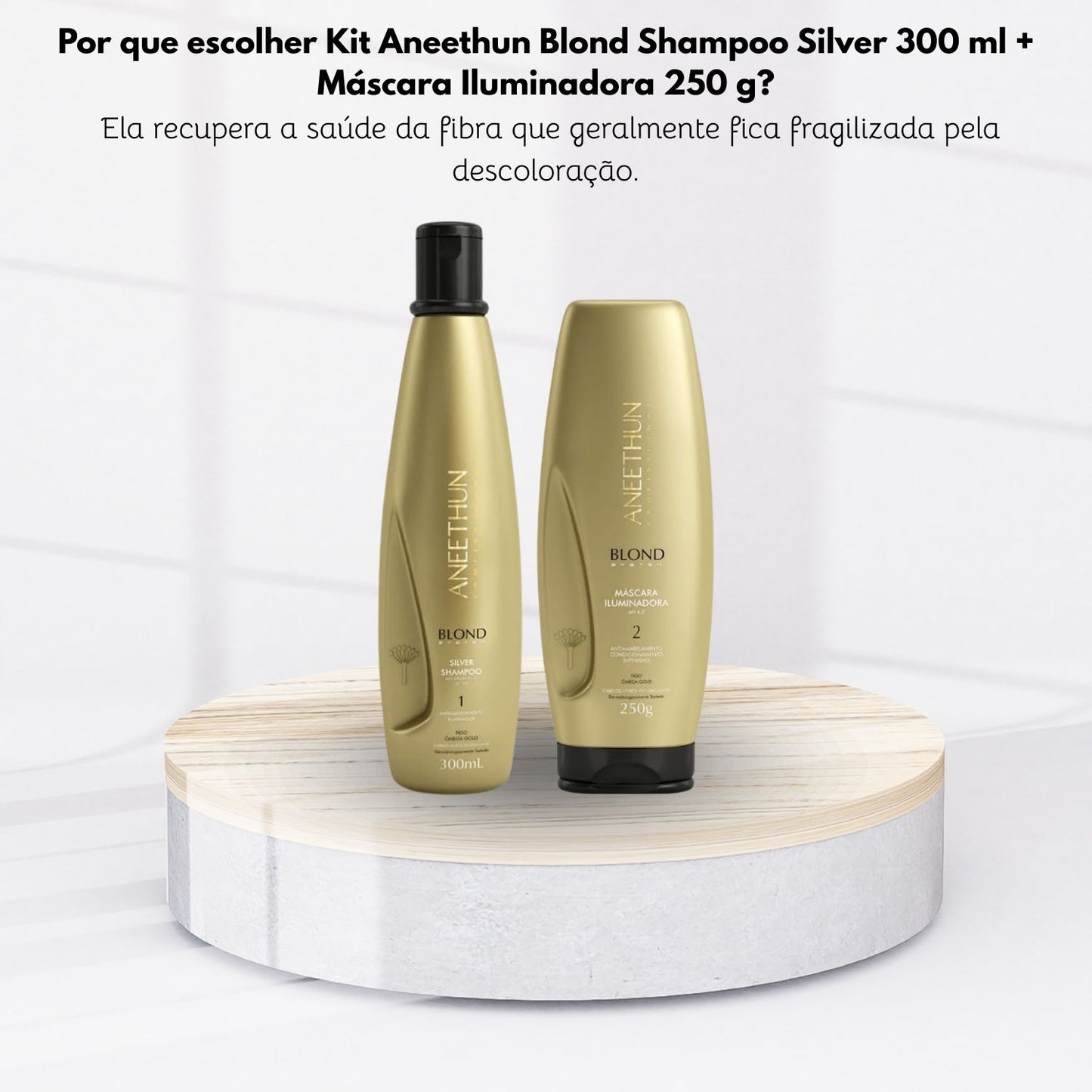 Kit Aneethun Blond Shampoo Silver 300 ml + Máscara Iluminadora 250 g