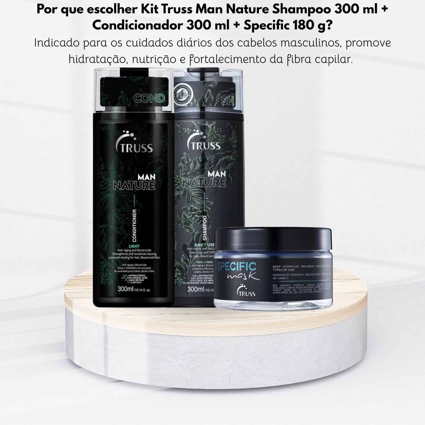 Kit Truss Man Nature Shampoo 300 ml + Condicionador 300 ml + Specific 180 g