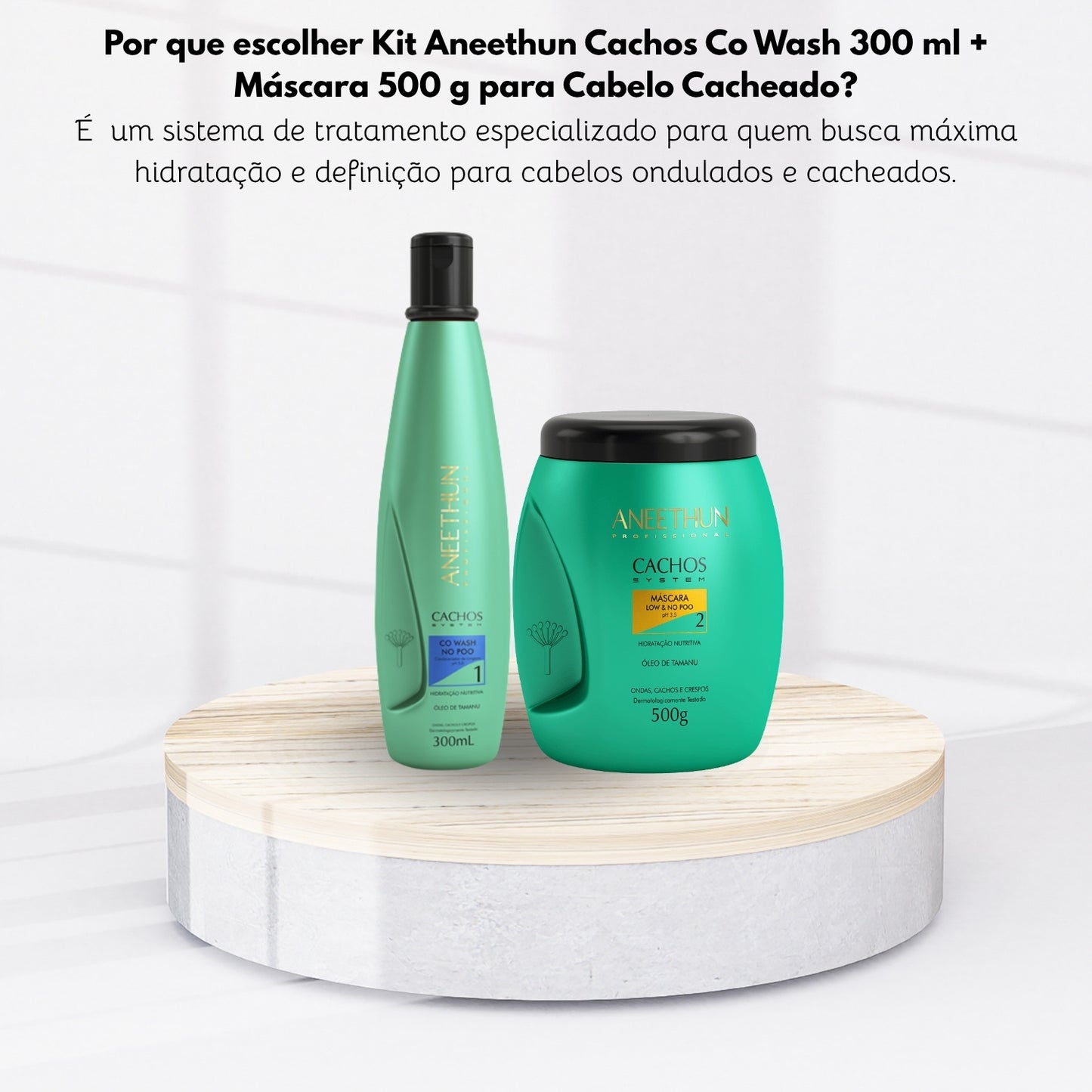 Kit Aneethun Cachos Co Wash 300 ml + Máscara 500 g para Cabelo Cacheado