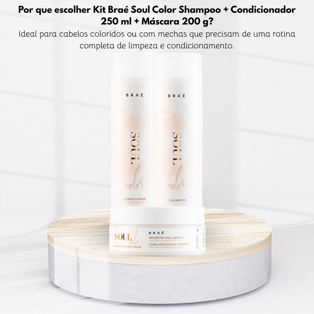 Kit Braé Soul Color Shampoo + Condicionador 250 ml + Máscara 200 g
