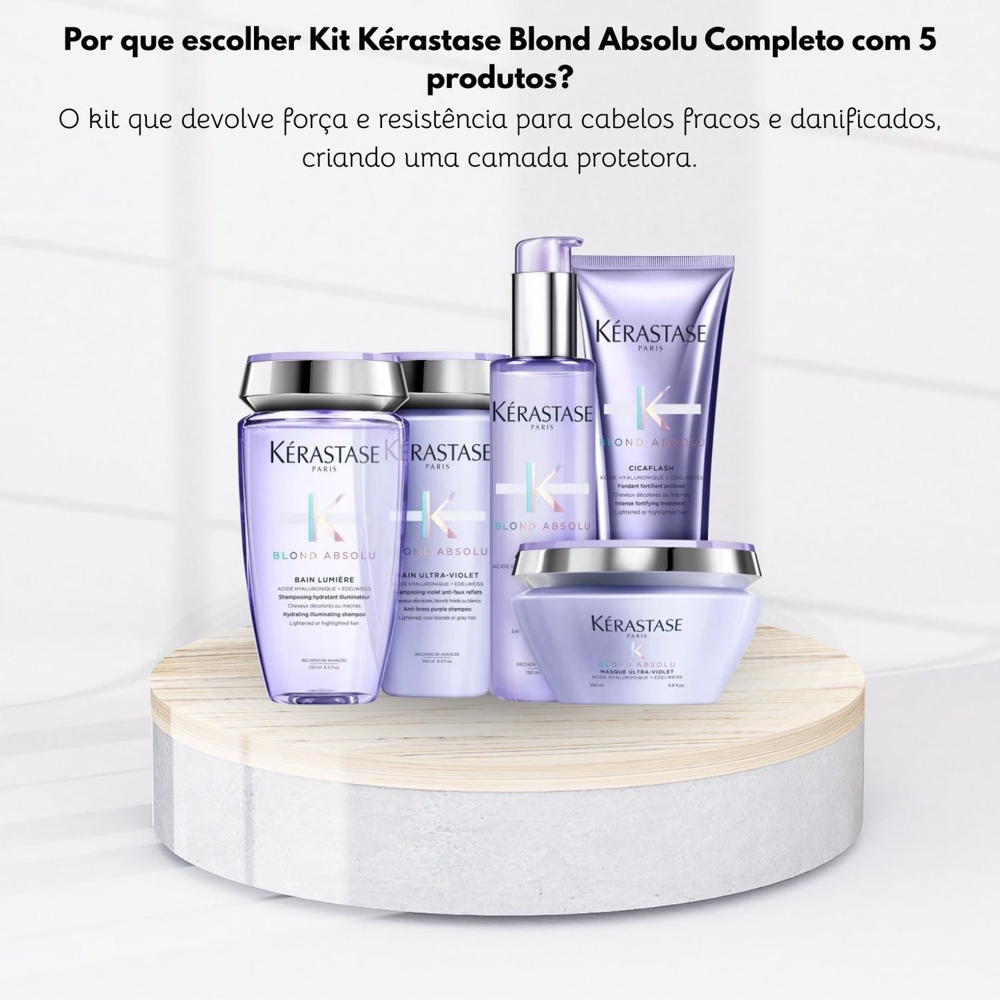 Kit Kérastase Blond Absolu Completo com 5 produtos (2 Shampoo's + Condicionador + Leave-in + Máscara)