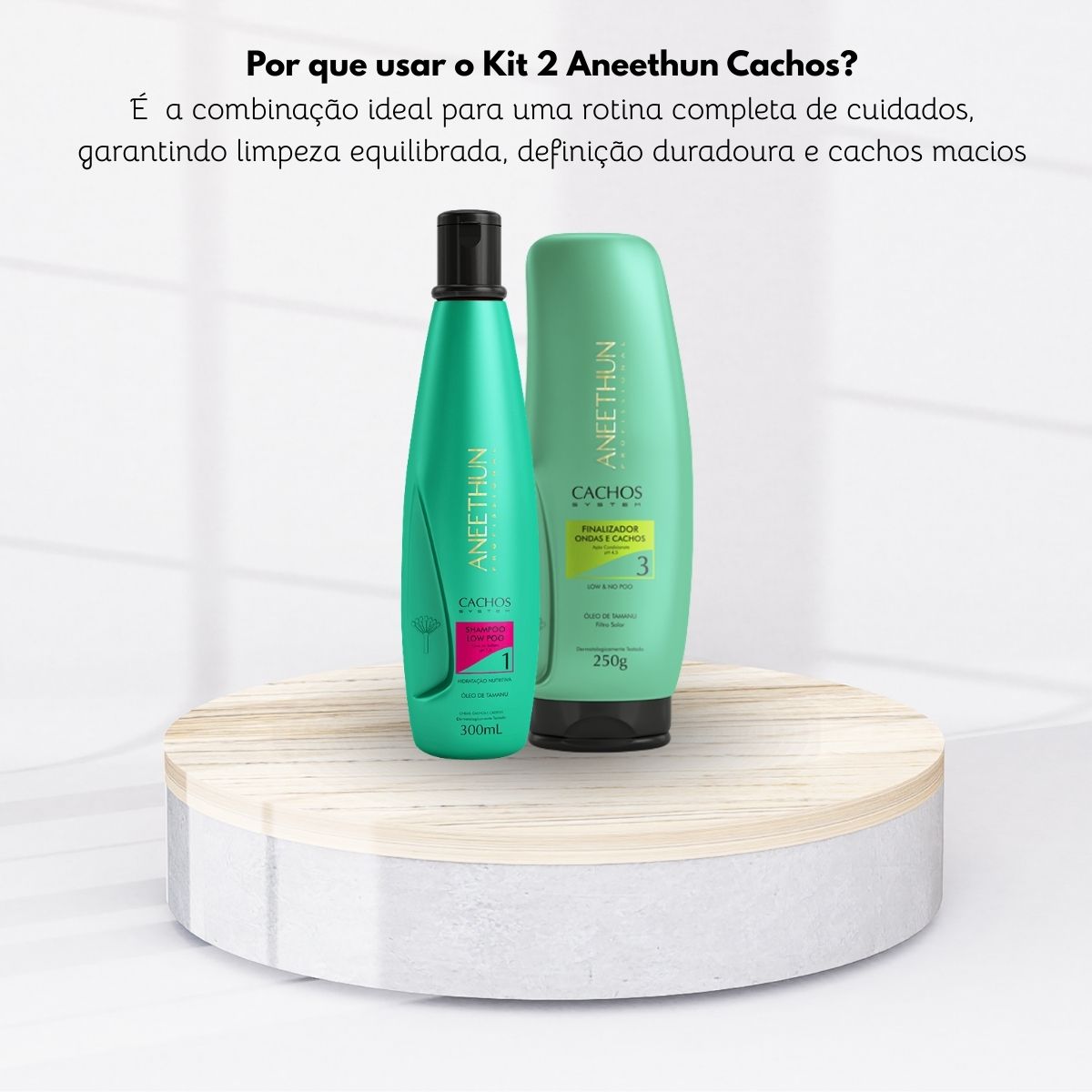 Kit Aneethun Cachos Shampoo 300 ml + Finalizador Ondas e Cachos 250 g para Cabelo Cacheado