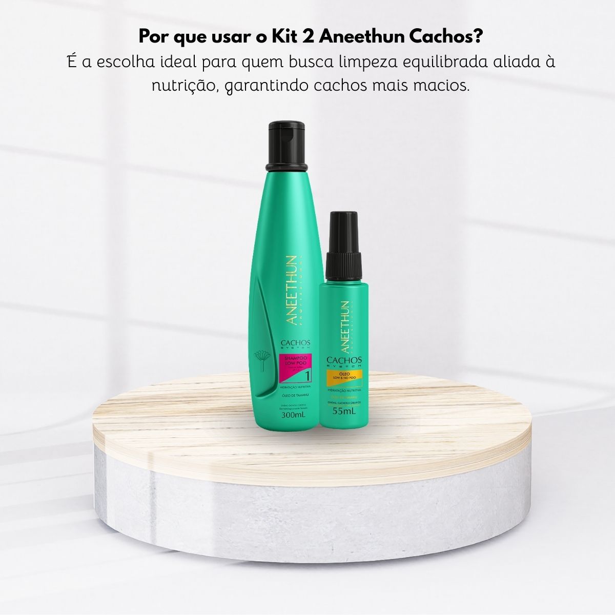 Kit Aneethun Cachos Shampoo 300 ml + Oleo de Hidratação 55 ml para Cabelo Cacheado