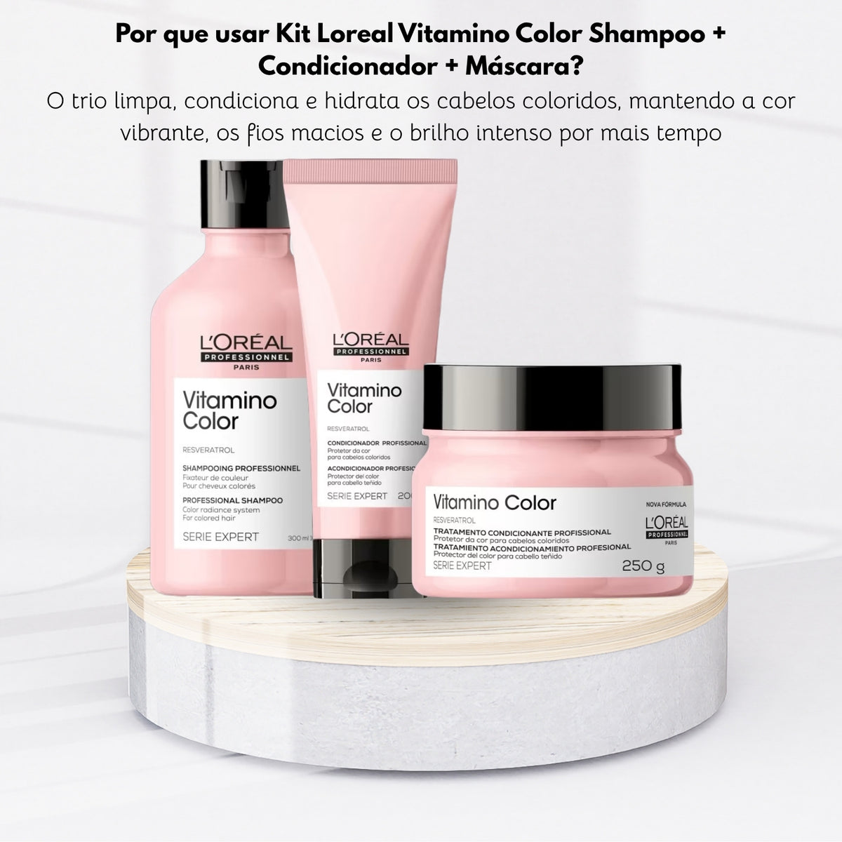 Kit Loreal Vitamino Color Shampoo 300 ml + Condicionador 200 ml + Máscara 250 g