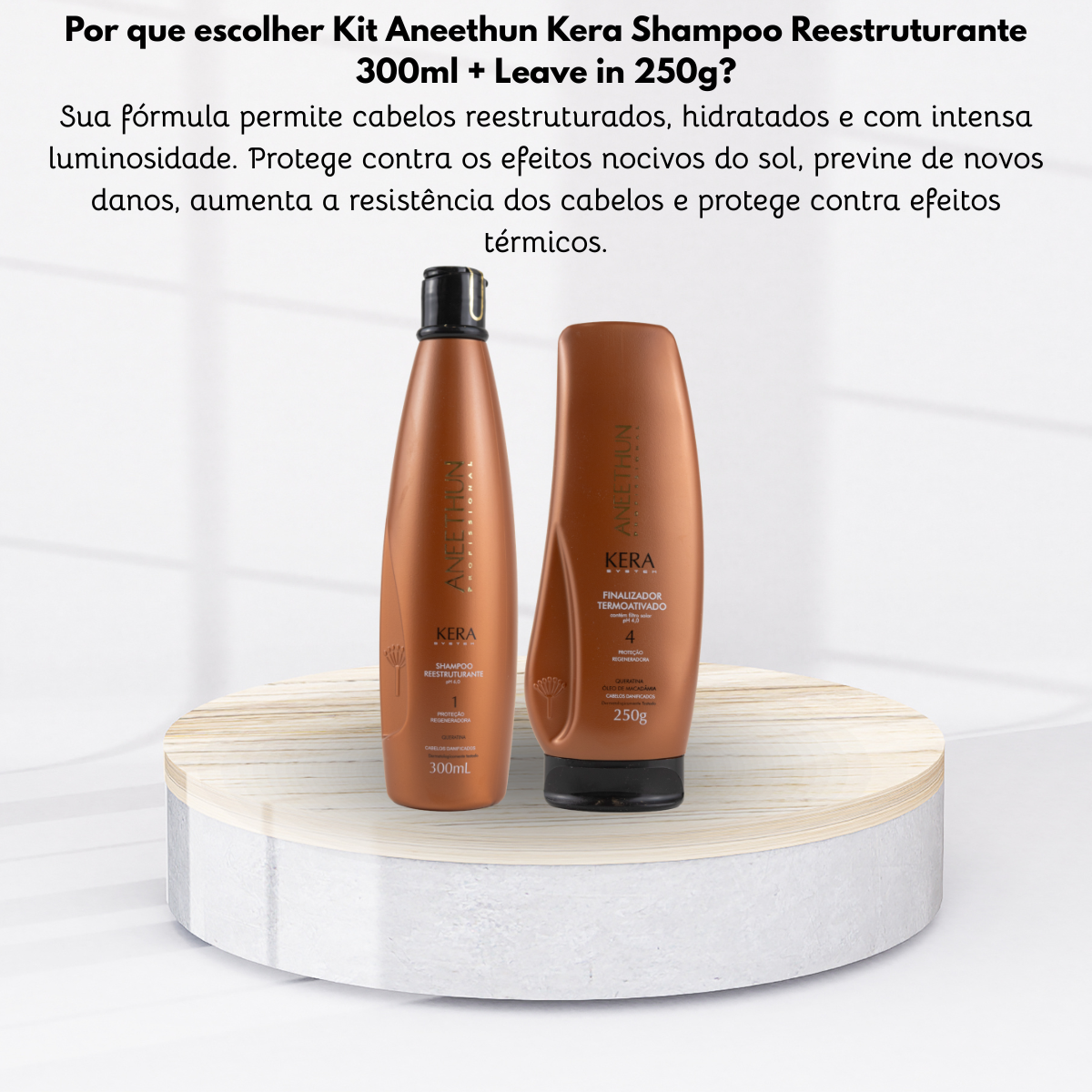 Kit Aneethun Kera Shampoo Reestruturante 300 ml + Leave in 250 g
