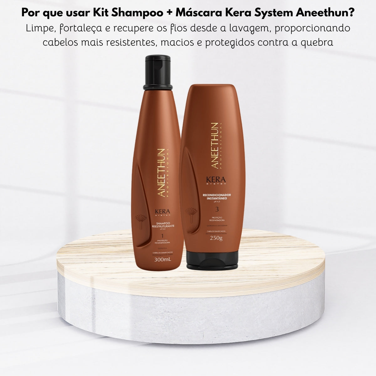 Kit Aneethun Kera Shampoo Reestruturante 300 ml + Máscara Condicionante 250 g