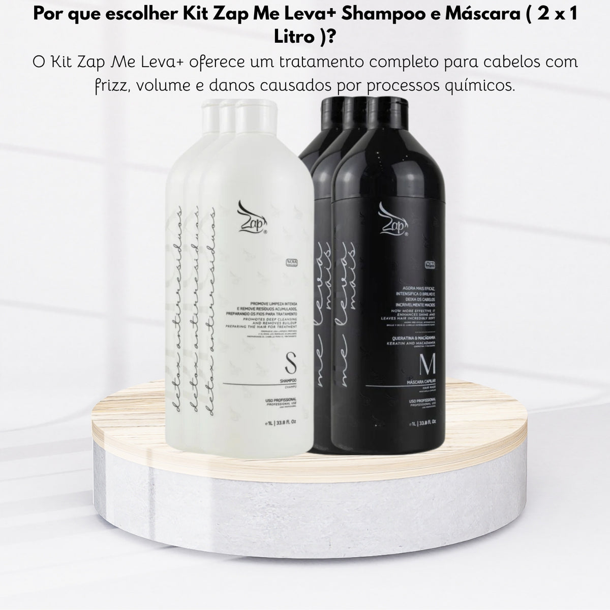 Kit Zap Me Leva+ 6 Shampoo e Máscara (2 x 1 Litro)