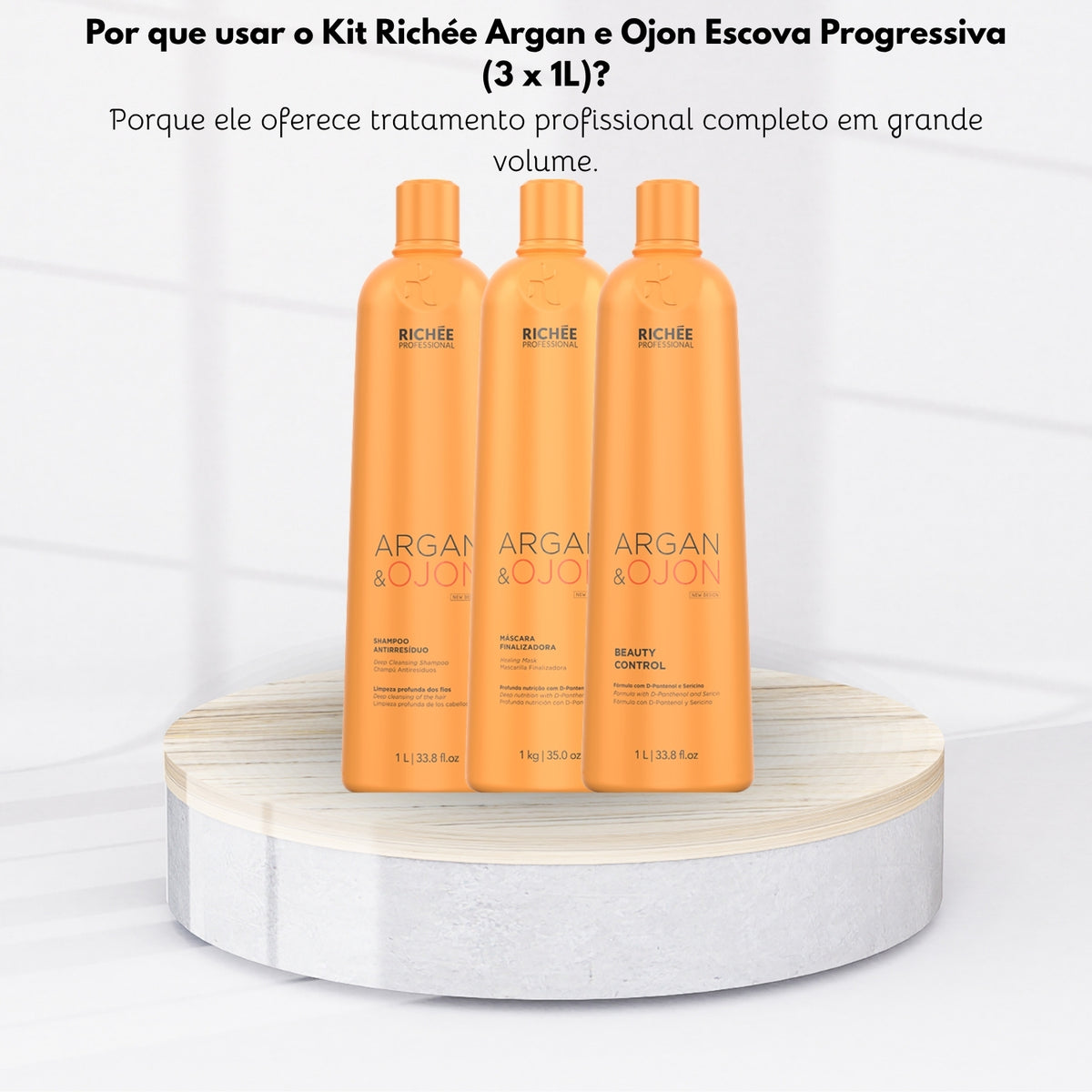 Kit Richée Argan e Ojon Escova Progressiva (3 x 1 Litro)