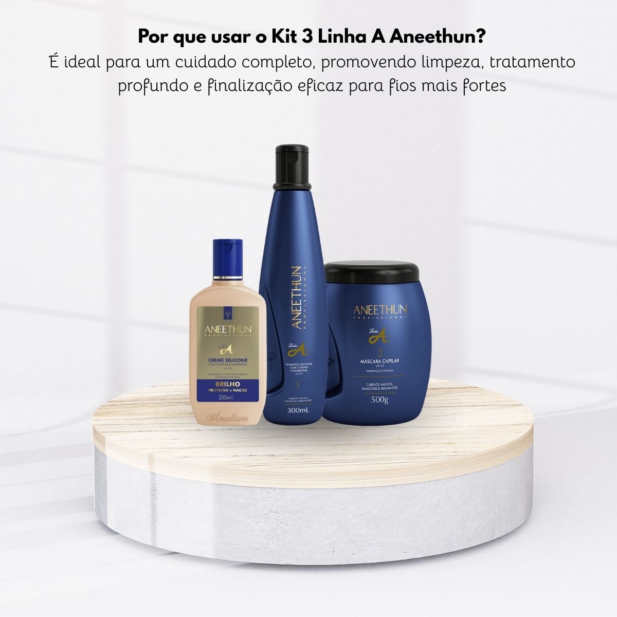 Kit Aneethun Linha A Shampoo 300 ml + Máscara 500 g + Creme de Silicone 250 ml