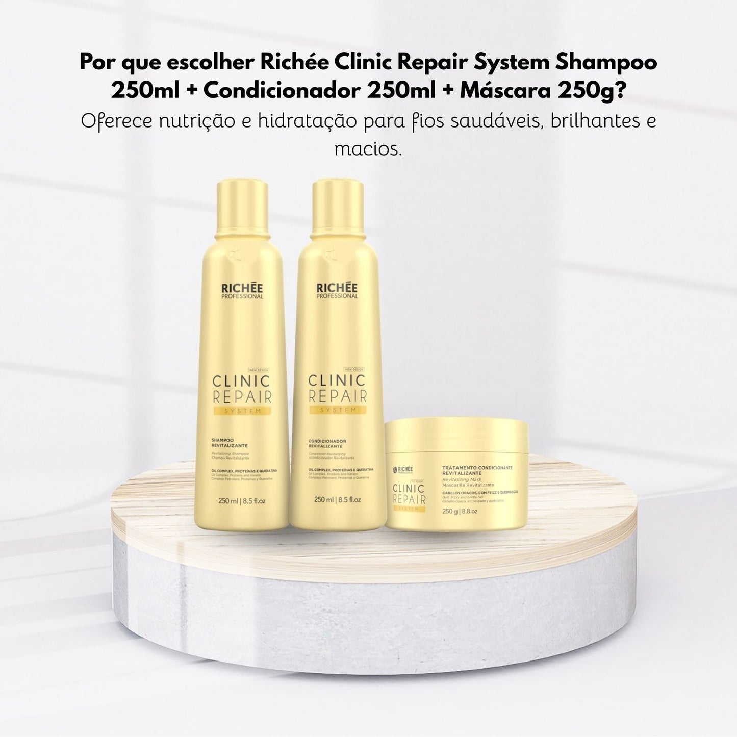 Kit Richée Clinic Repair System Shampoo 250 ml + Condicionador 250 ml + Máscara 250 g