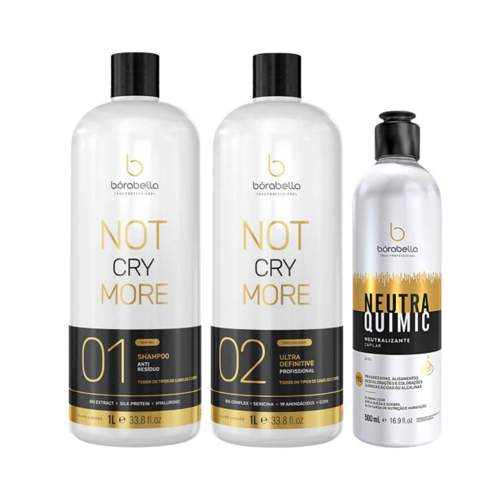 Kit Bórabella Progressiva Not Cry More Sem Formol 2 x 1 Litro + Neutra Quimic 500 ml