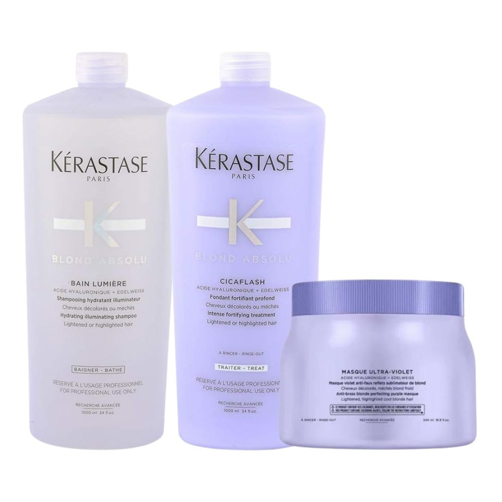 Kit Kérastase Blond Absolu Lumiére Tratamento Shampoo + Condicionador 1 Litro + Máscara 500 g