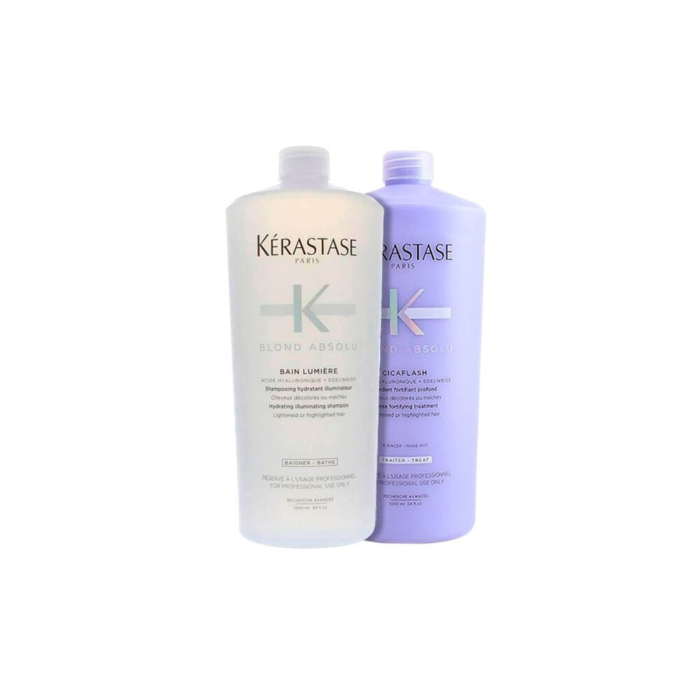 Kit Kérastase Blond Absolu Lumiére Tratamento Shampoo Lumiére 1 Litro + Condicionador Cicaflash 1 Litro