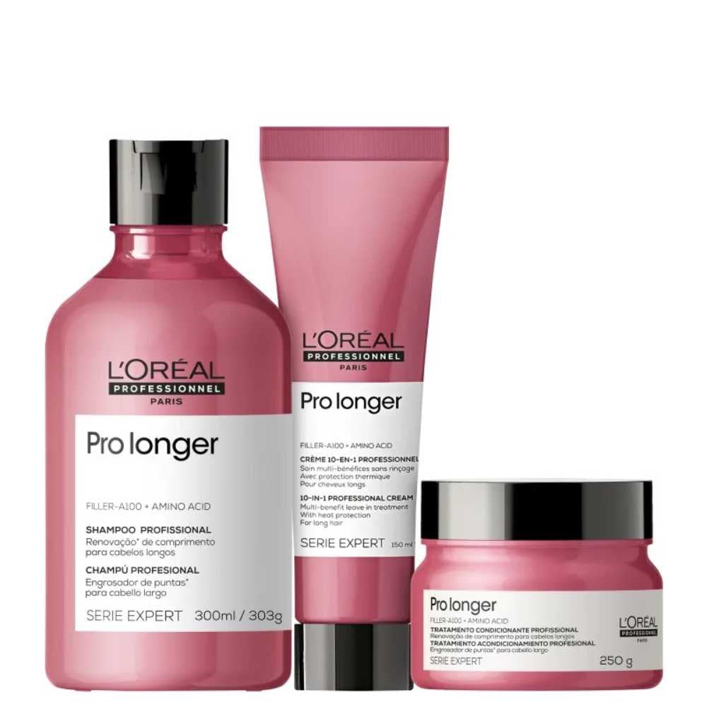 Kit Loreal Pro Longer Shampoo 300 ml + Máscara 250 g + Leave-in 150 ml