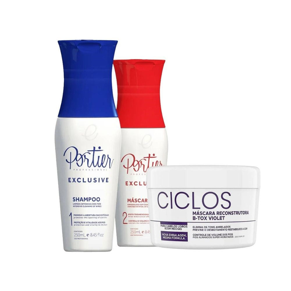 Kit Portier Exclusive Progressiva (2x250ml) + Ciclos B-Tox Máscara Violet 250g