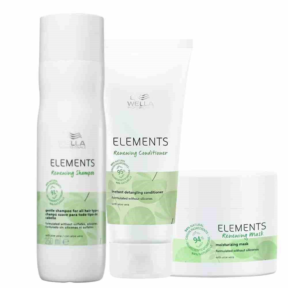 Kit Wella Elements Shampoo 250 ml + Condicionador 200 ml + Máscara 150 ml