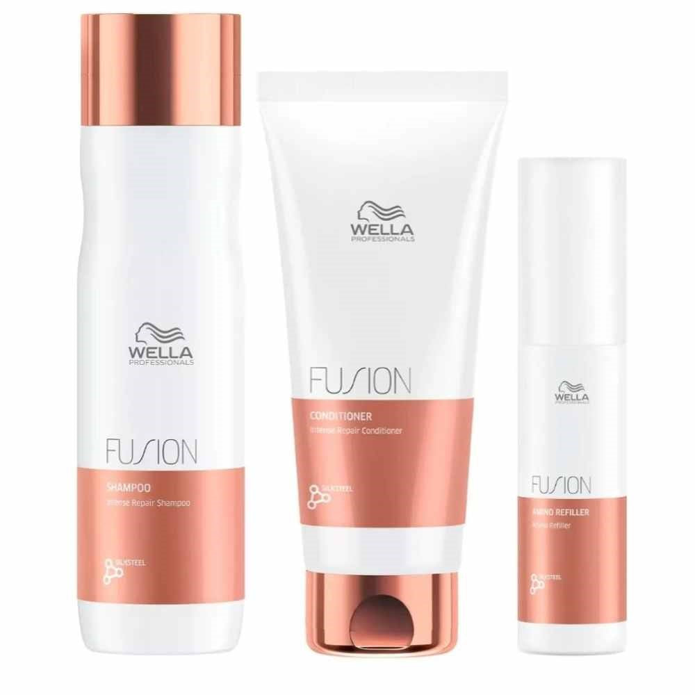 Kit Wella Fusion Shampoo 250 ml + Condicionador 200 ml + Reconstrutor 70 ml