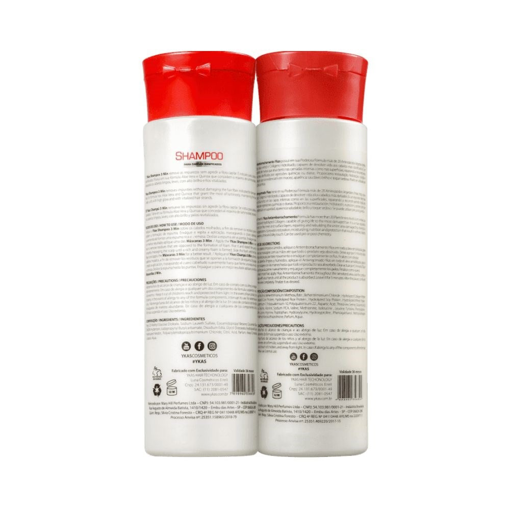 Kit Ykas 3 Minutos Shampoo 300 ml + Anti Emborrachamento 300 ml