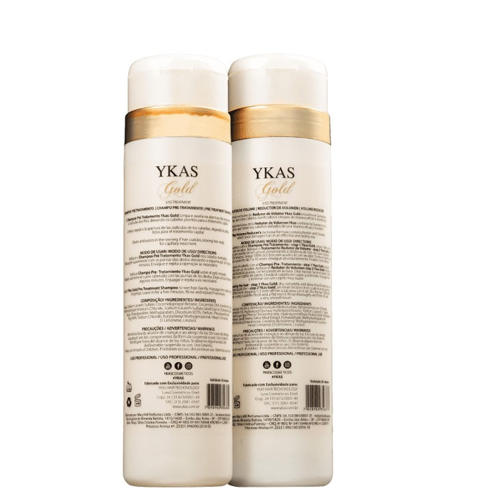 Kit Ykas Gold Escova Progressiva Ouro (2 x 300 ml)