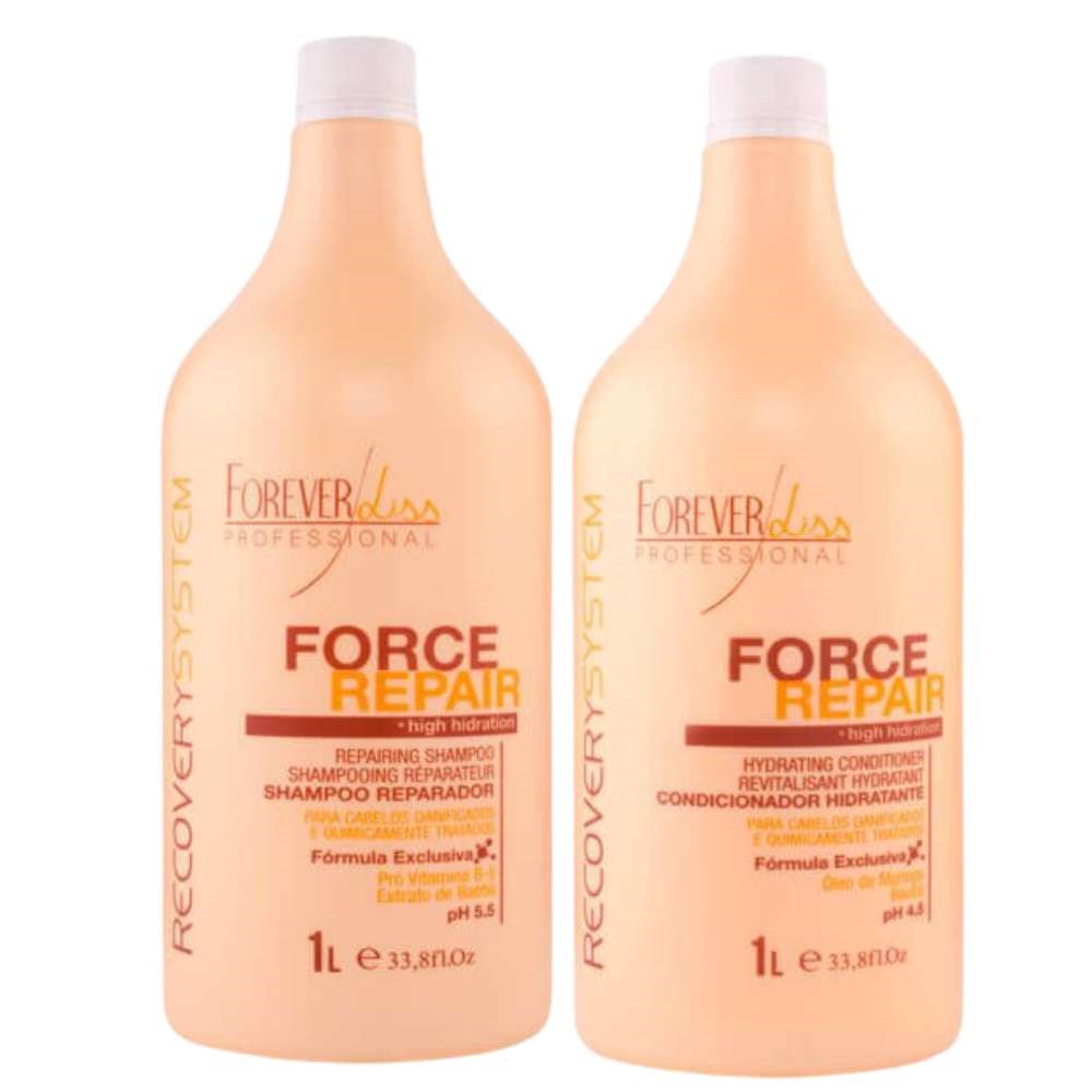 Kit Forever Liss Force Repair Shampoo + Condicionador 1 Litro