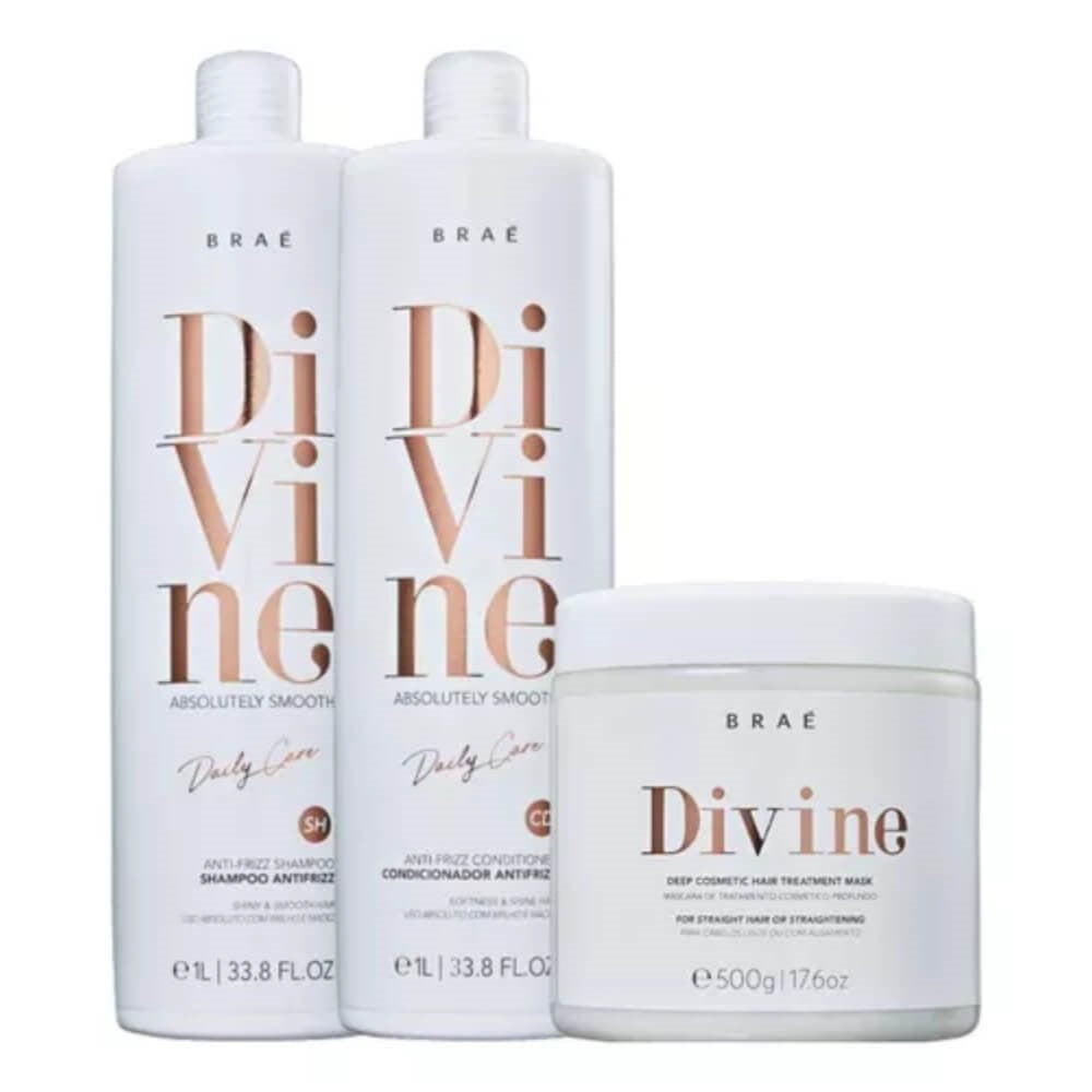 Kit Braé Divine Shampoo + Condicionador 1 Litro + Máscara 500 g
