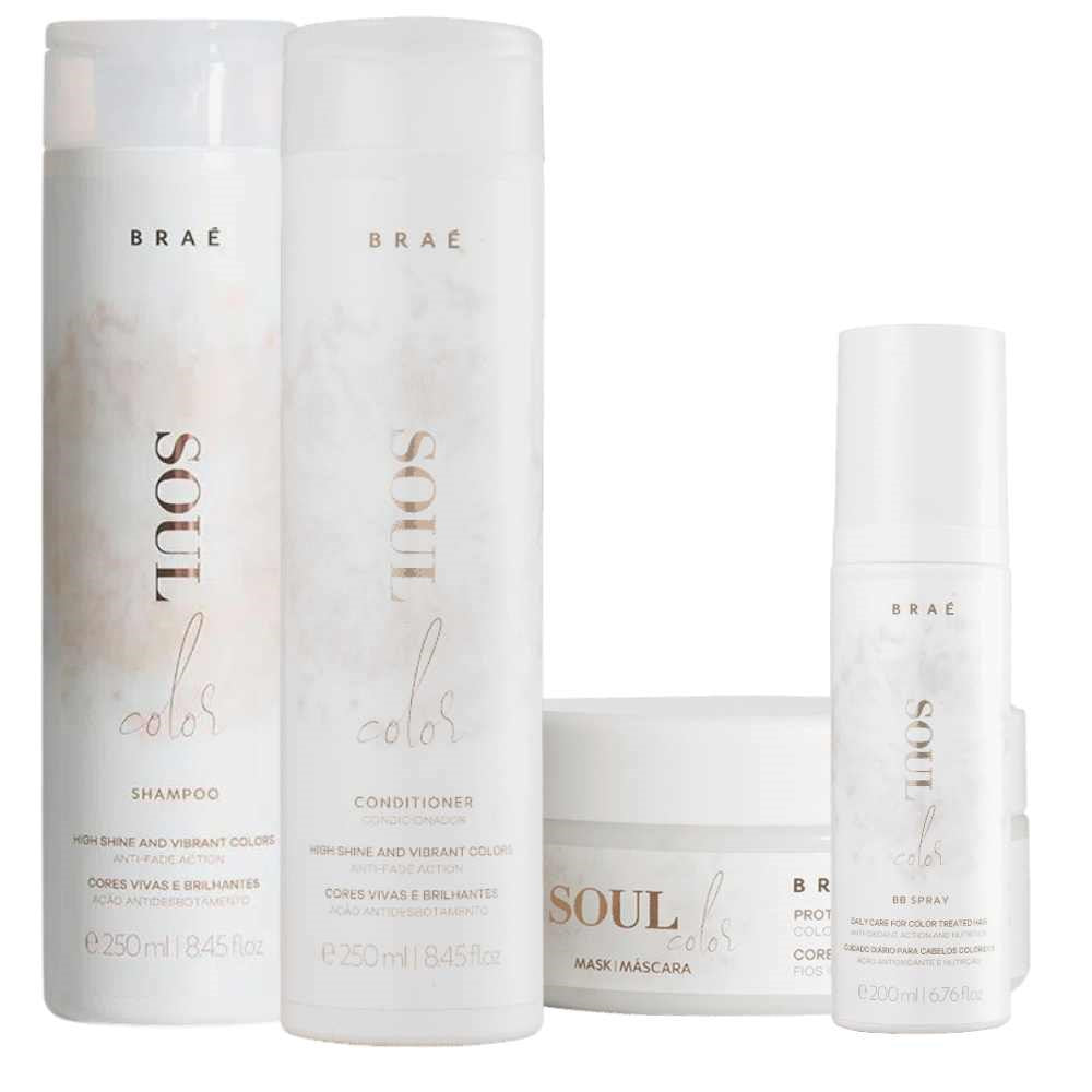 Kit Braé Soul Color Shampoo + Condicionador + Máscara + BB Spray 200 ml