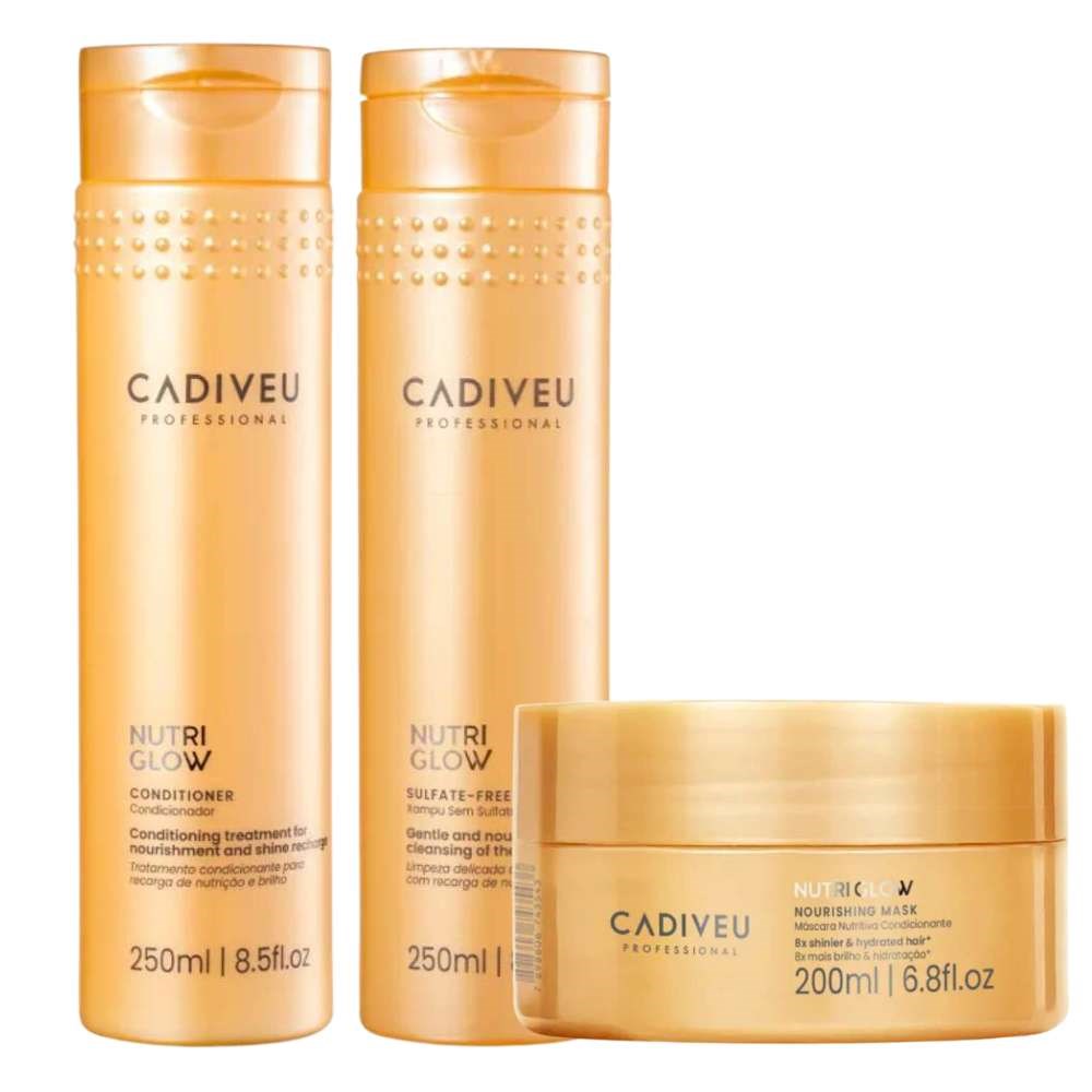 Kit Cadiveu Nutri Glow Shampoo 250 ml + Condicionador 250 ml + Máscara 200 ml