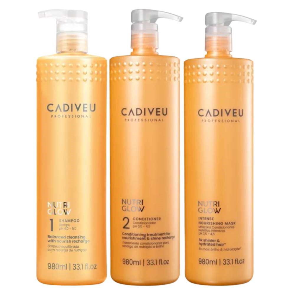 Kit Cadiveu Nutri Glow Shampoo 980 ml + Condicionador 980 ml + Máscara 980 ml
