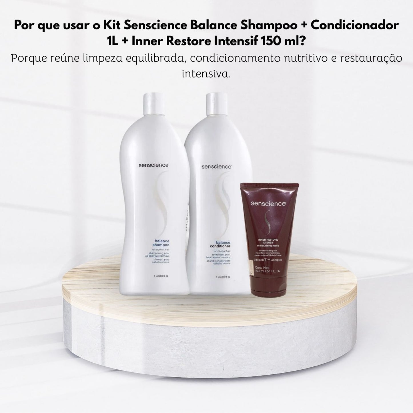 Kit Senscience Balance Shampoo + Condicionador 1 Litro + Inner Restore Intensif 150 ml