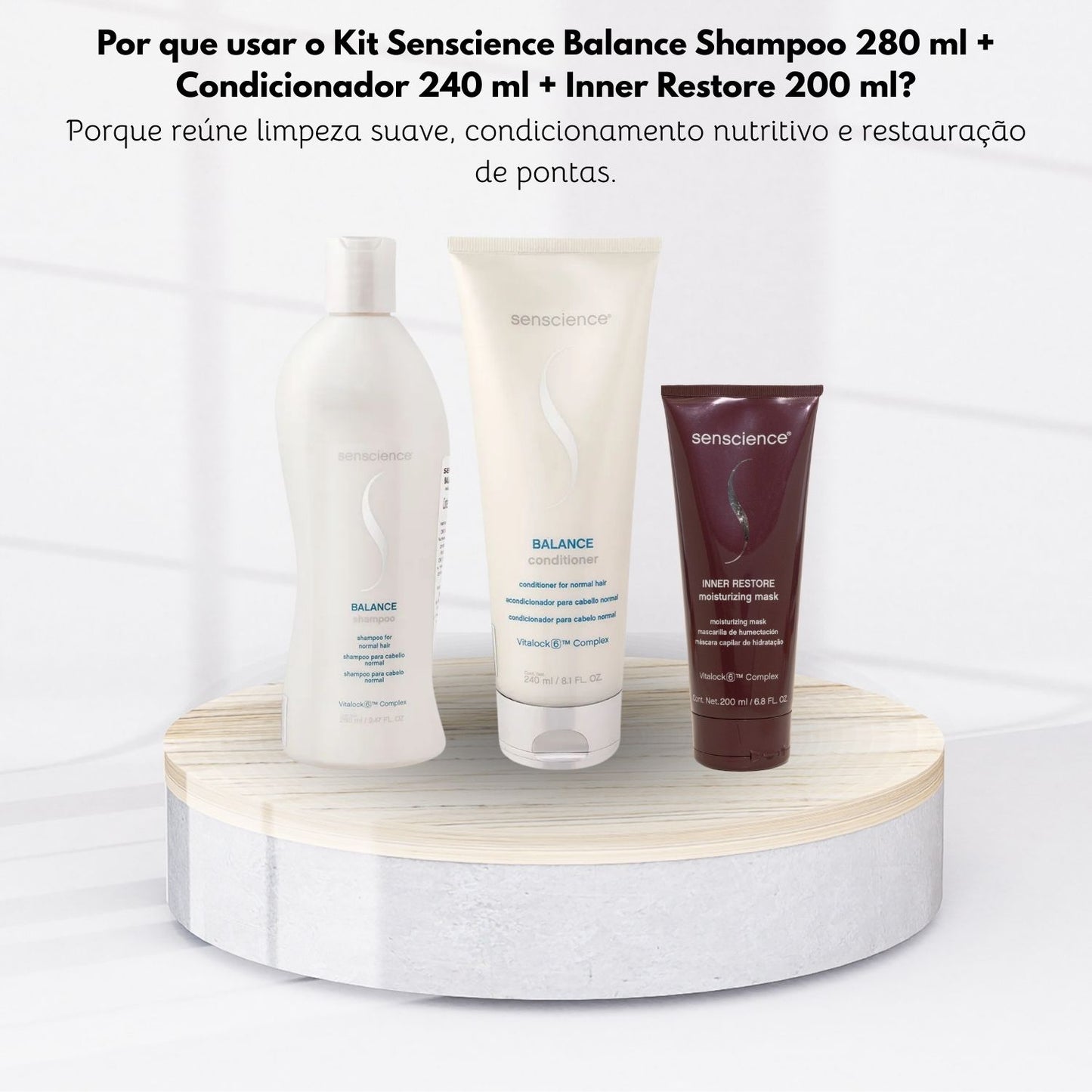 Kit Senscience Balance Shampoo 280 ml + Condicionador 240 ml + Inner Restore 200 ml