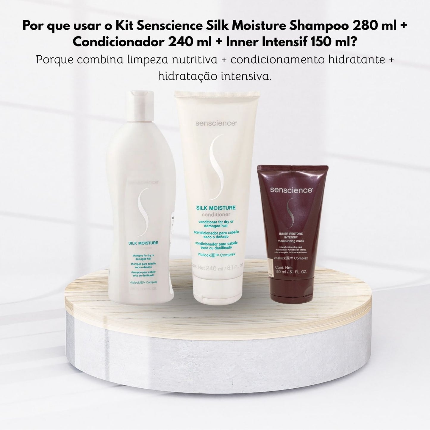 Kit Senscience Silk Moisture Shampoo 280 ml + Condicionador 240 ml + Inner Intensif 150 ml