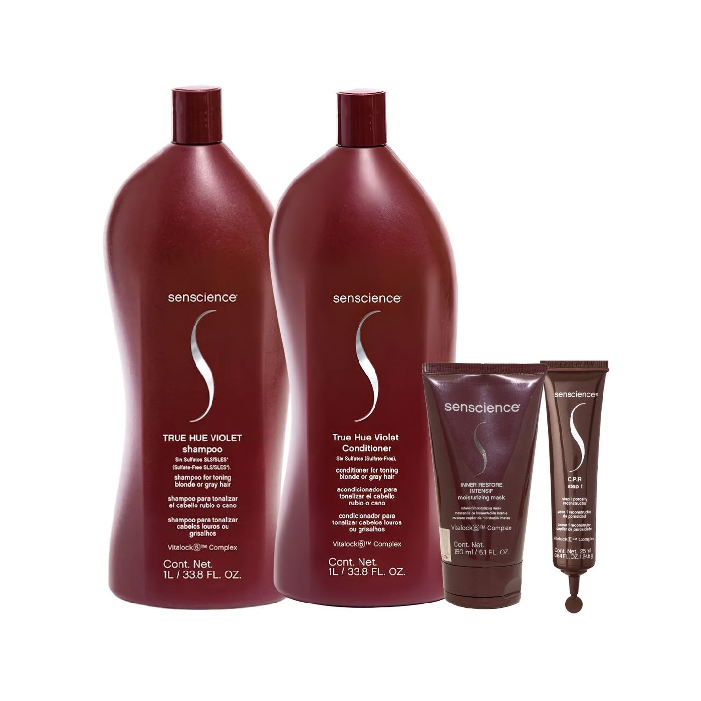 Kit Senscience True Hue Violet Shampoo + Condicionador 1 Litro + Inner Restore Intensif 150 ml + C.P.R 25 ml
