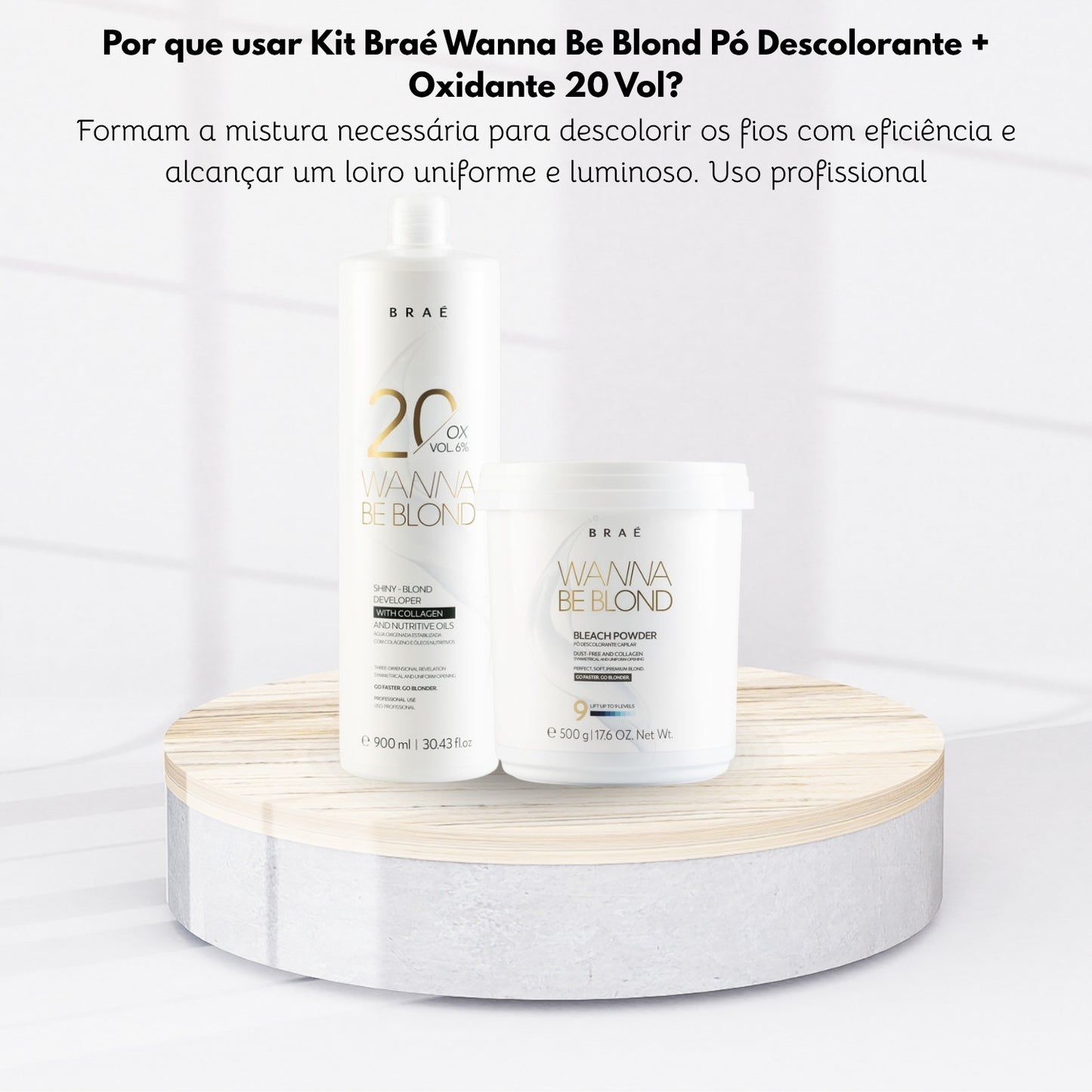 Kit Braé Wanna Be Blond Pó Descolorante 500 g + Oxidante 20 Vol. 900 ml