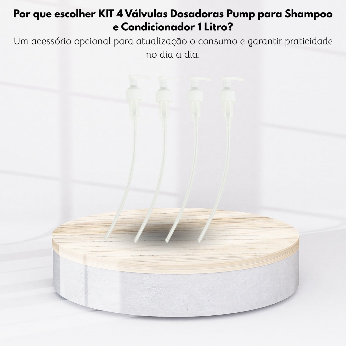 KIT 4 Válvulas Dosadoras Pump para Shampoo e Condicionador 1 Litro