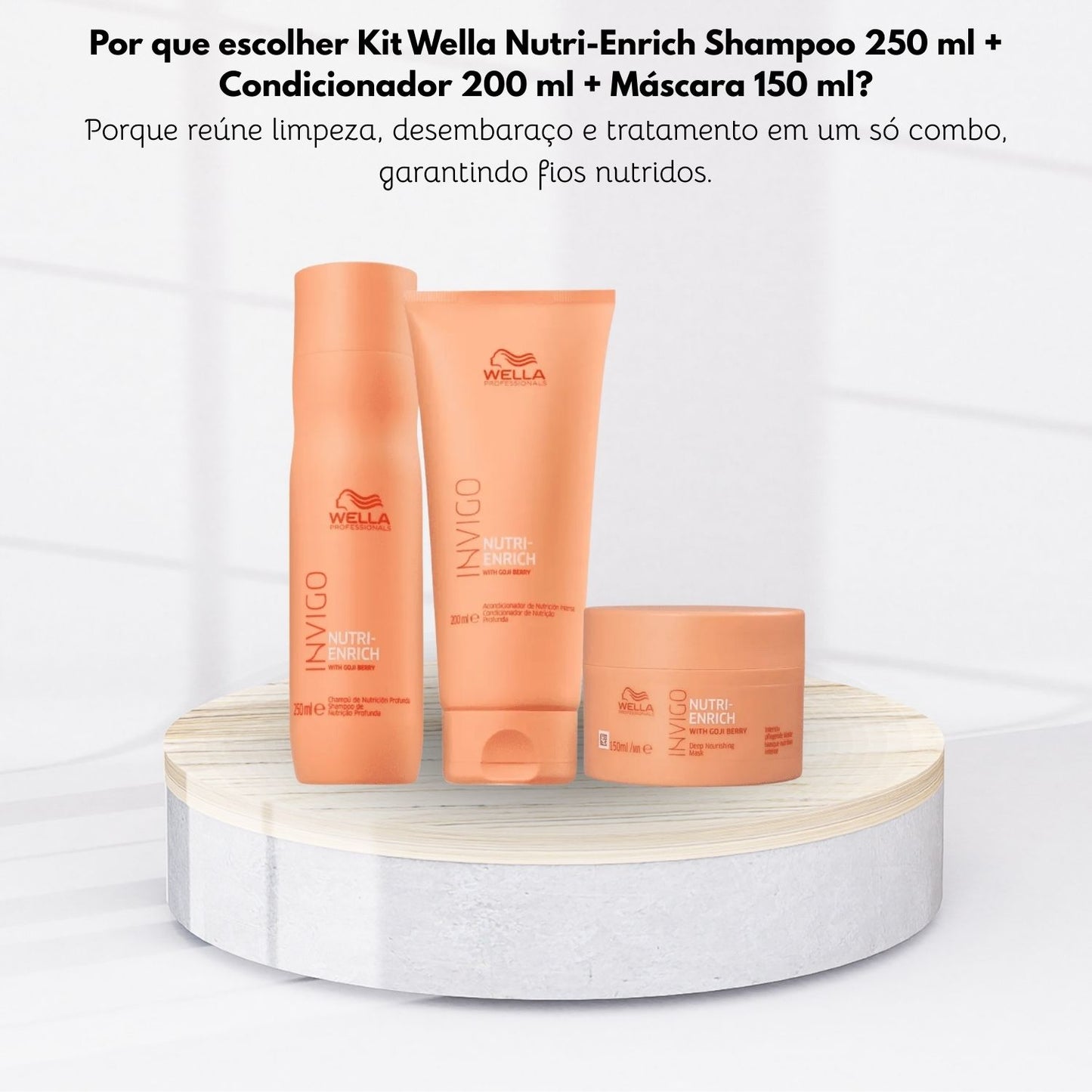 Kit Wella Nutri-Enrich Shampoo 250 ml + Condicionador 200 ml + Máscara 150 ml