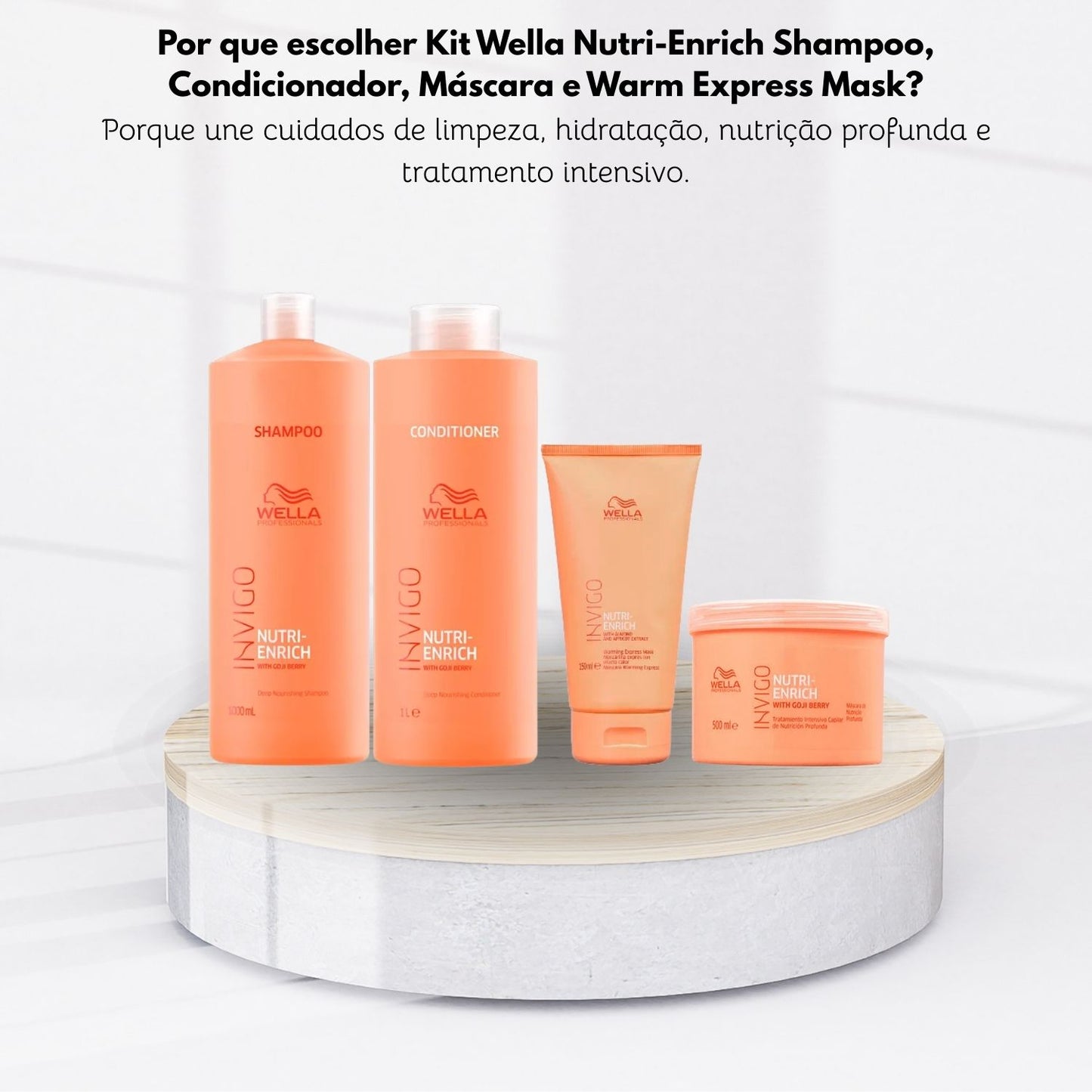 Kit Wella Nutri-Enrich Shampoo e Condicionador 1 Litro + Máscara 500 ml + Warm Express Mask 150 ml