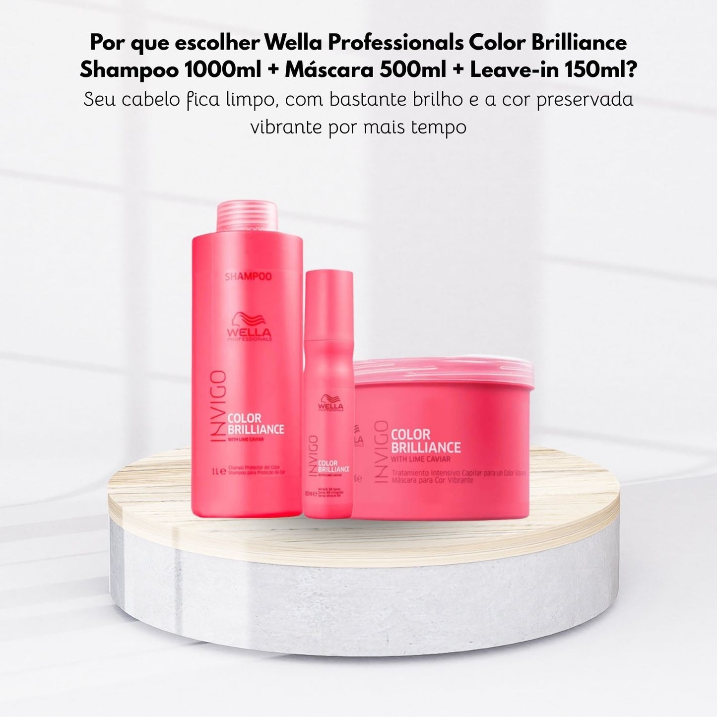 Kit Wella Color Brilliance Shampoo 1 Litro + Máscara 500 ml + Leave-in 150 ml