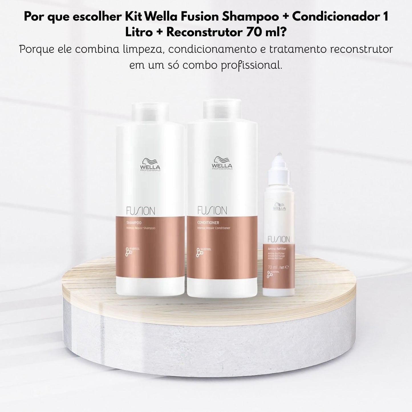 Kit Wella Fusion Shampoo + Condicionador 1 Litro + Reconstrutor 70 ml