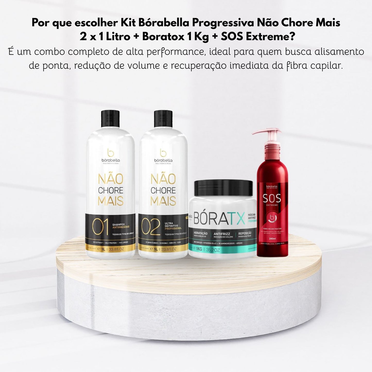 Kit Bórabella Progressiva Not Cry More 2 x 1 Litro + Boratox 1 Kg + SOS Extreme
