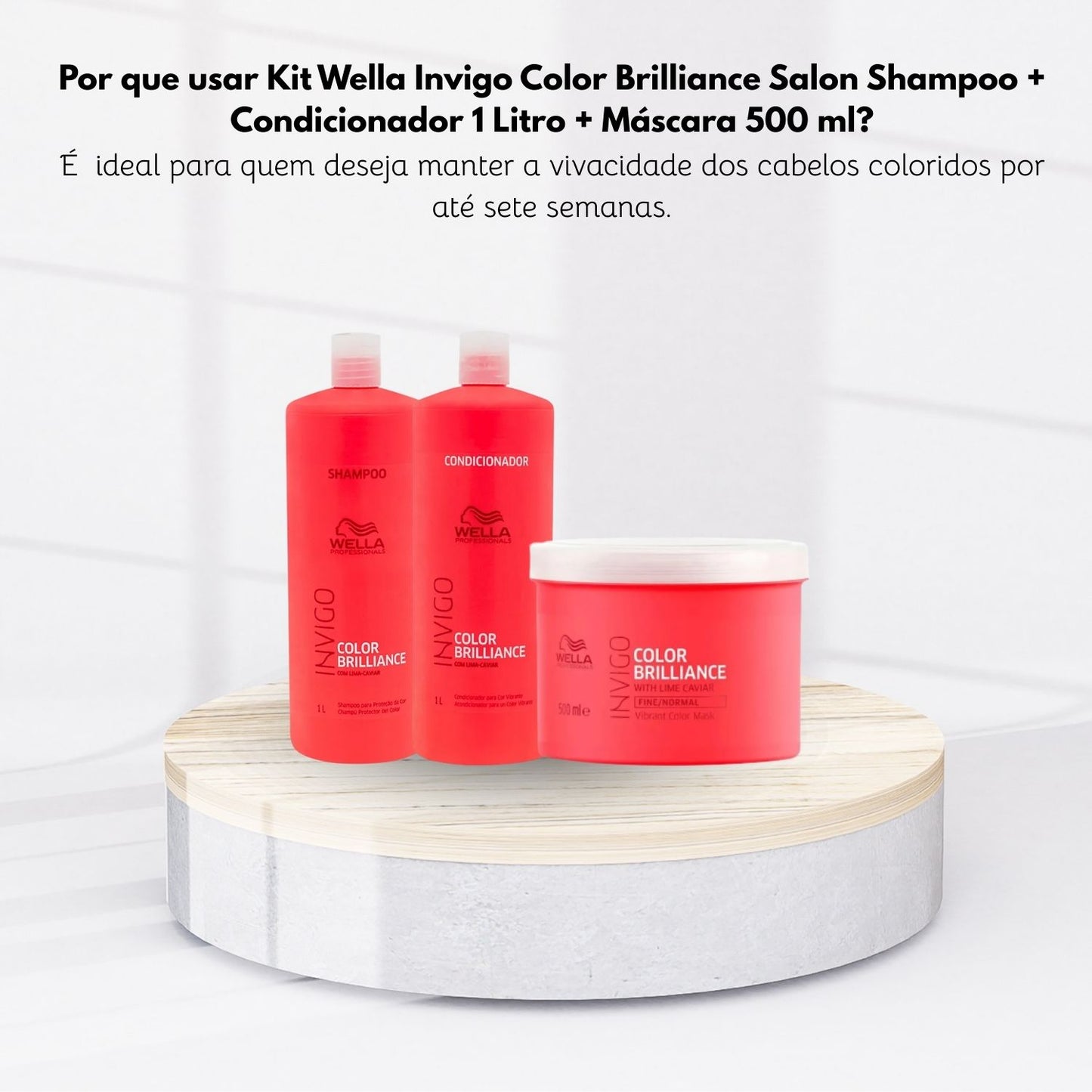Kit Wella Invigo Color Brilliance Salon Shampoo + Condicionador 1 Litro + Máscara 500 ml