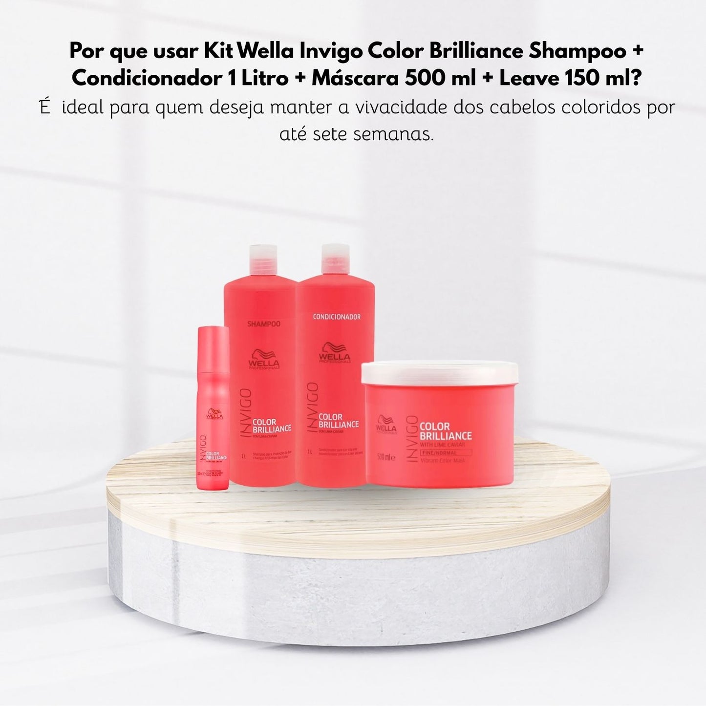 Kit Wella Invigo Color Brilliance Shampoo + Condicionador 1 Litro + Máscara 500 ml + Leave 150 ml