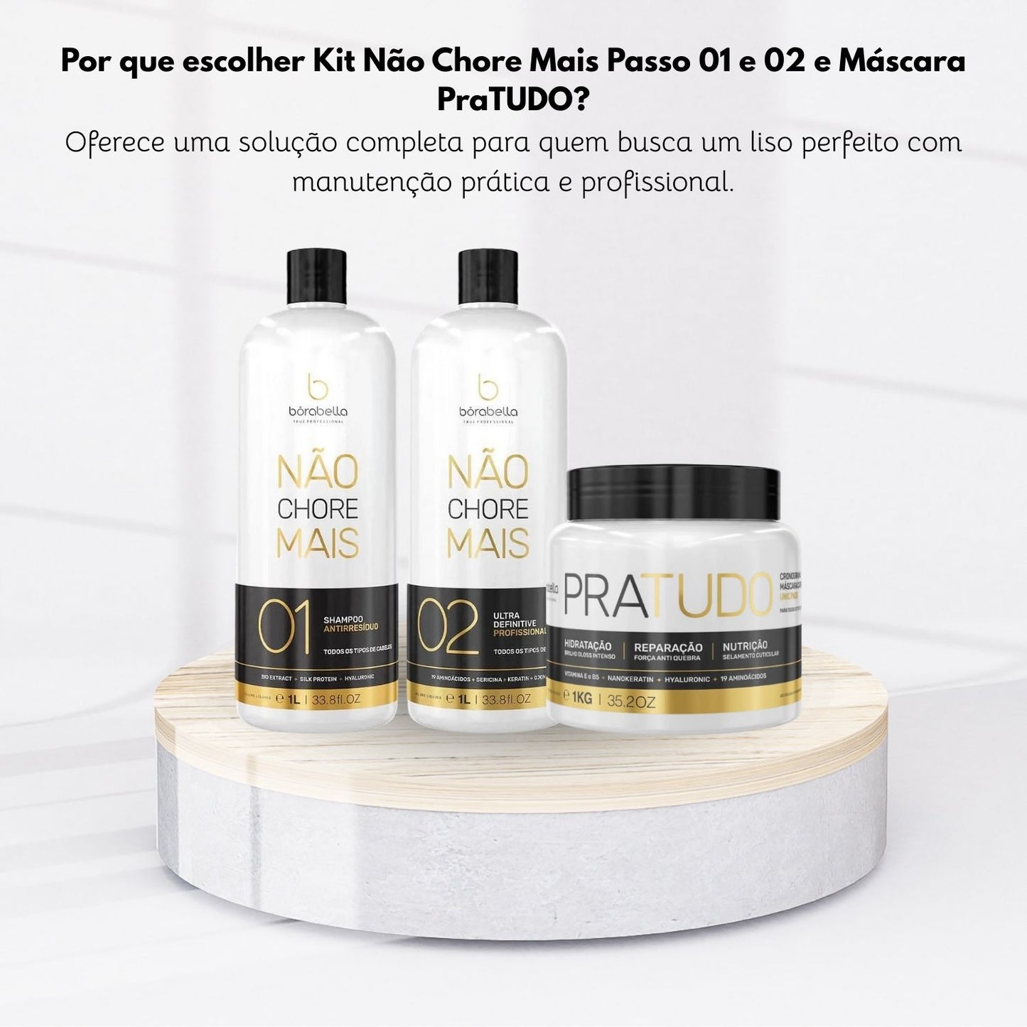 Kit Bórabella Progressiva Not Cry More 2 x 1 Litro + Máscara PraTudo 1 Kg