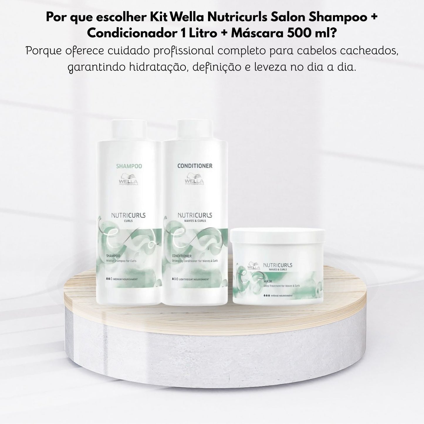 Kit Wella Nutricurls Salon Shampoo + Condicionador 1 Litro + Máscara 500 ml