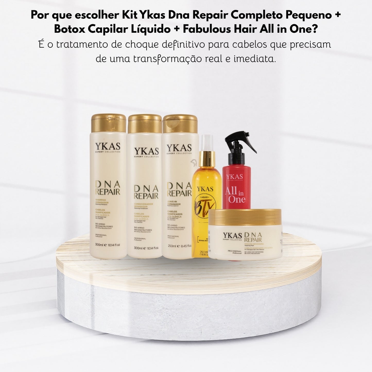 Kit Ykas Dna Repair Completo Pequeno + Botox Capilar Líquido + Fabulous Hair All in One