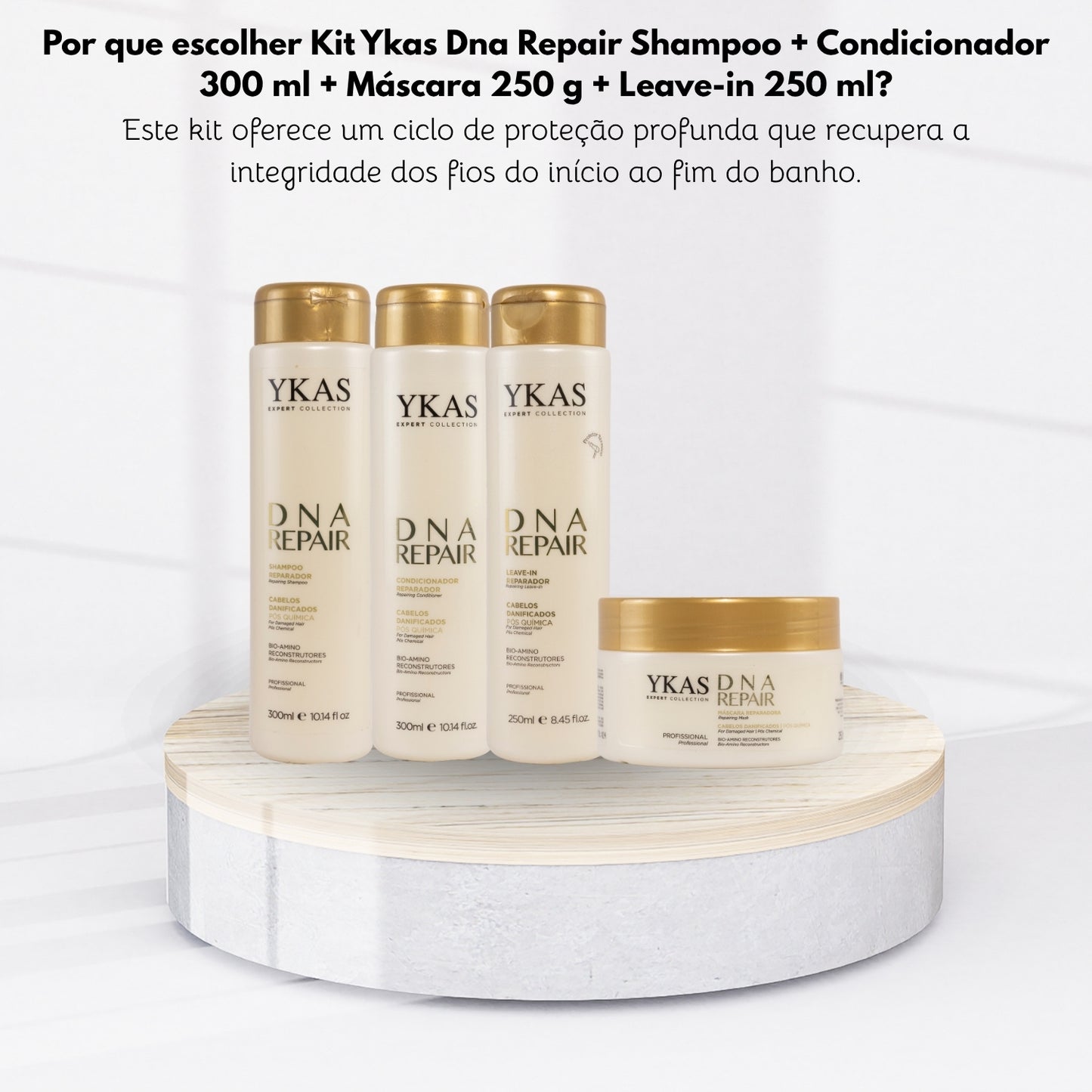 Kit Ykas Dna Repair Shampoo + Condicionador 300 ml + Máscara 250 g + Leave-in 250 ml