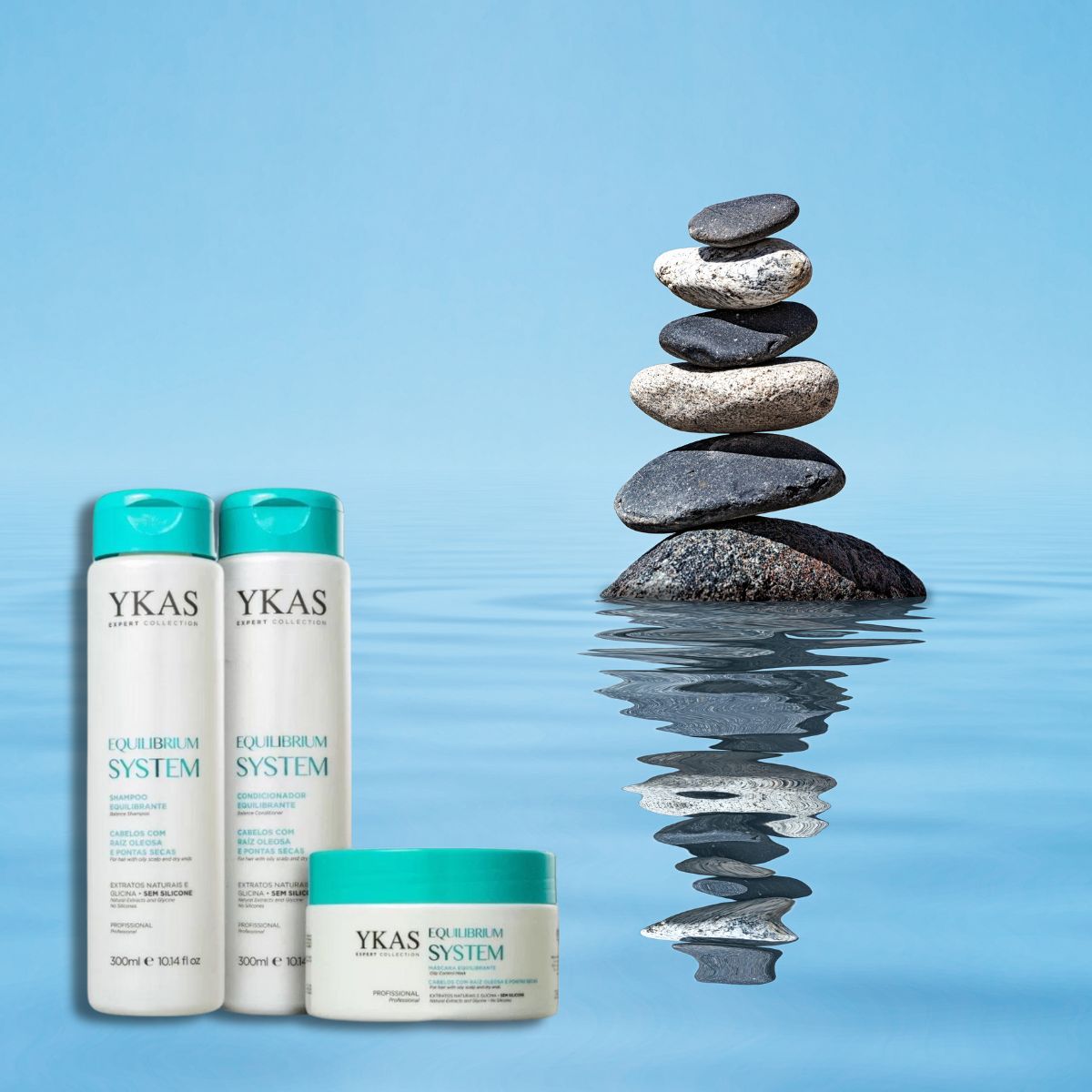 Kit Ykas Equilibrium System Shampoo + Condicionador 300 ml + Máscara 250 g