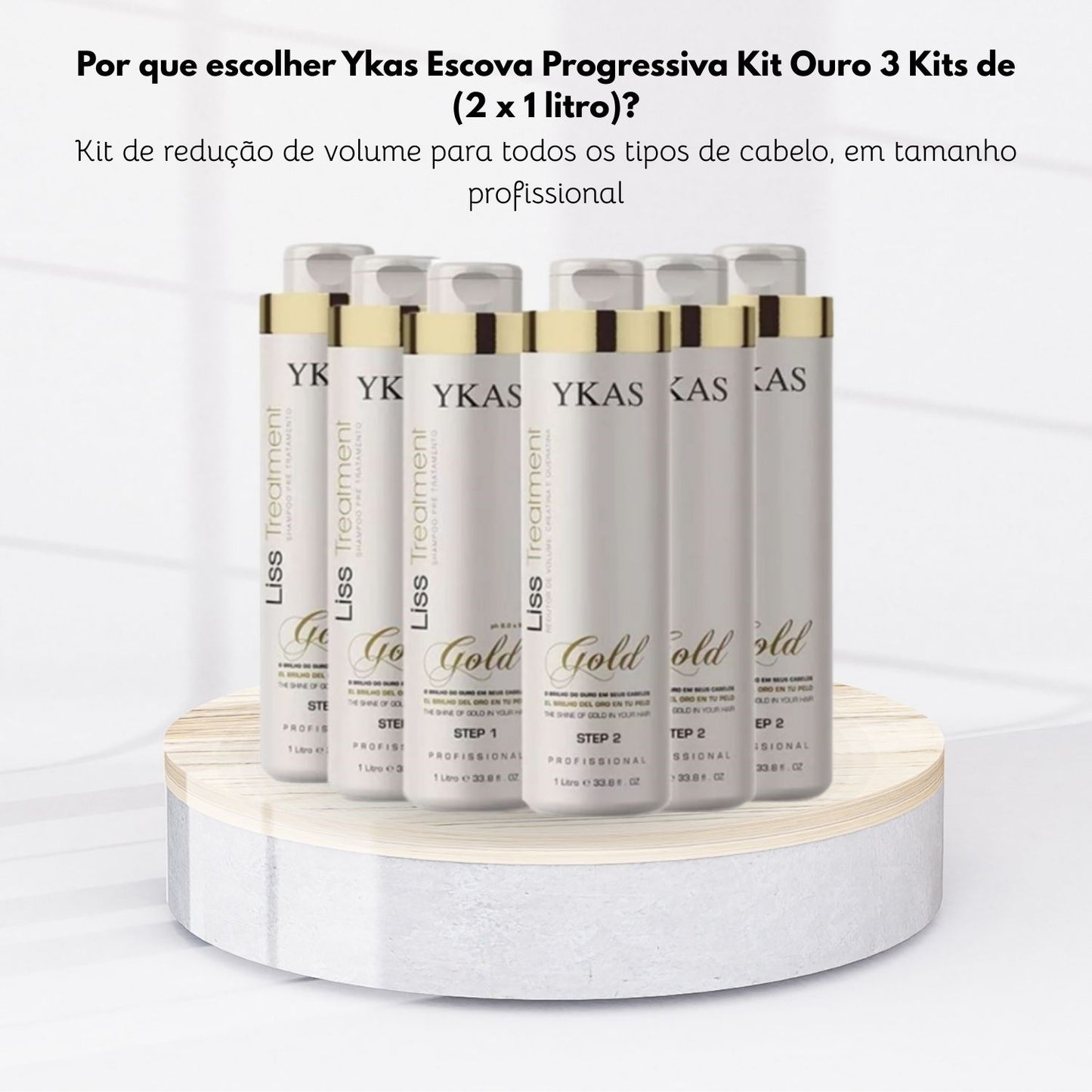 Kit Ykas Escova Progressiva Ouro 3 (2 x 1 Litro)