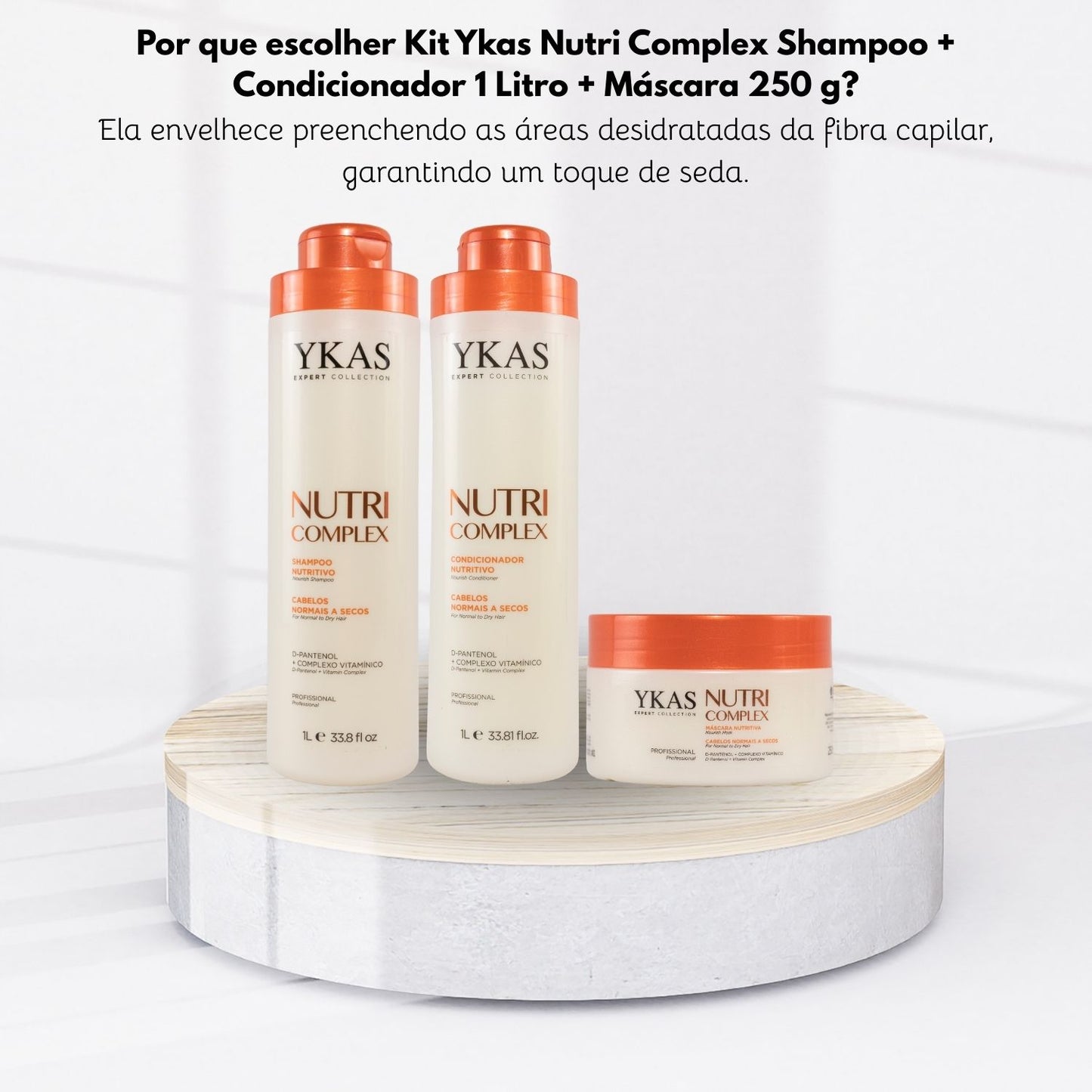 Kit Ykas Nutri Complex Shampoo + Condicionador 1 Litro + Máscara 250 g