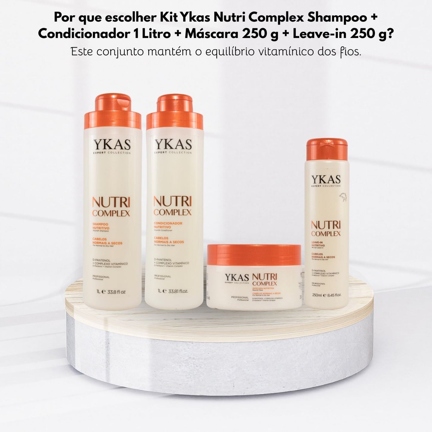 Kit Ykas Nutri Complex Shampoo + Condicionador 1 Litro + Máscara 250 g + Leave-in 250 g