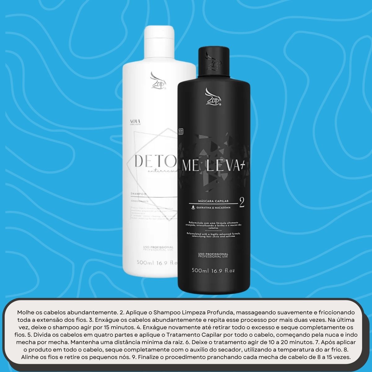 Progressiva Zap Me Leva+ Shampoo e Máscara (2 x 500 ml)